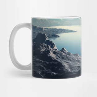 Astronaut stands in front of big star - t shirt design Mug